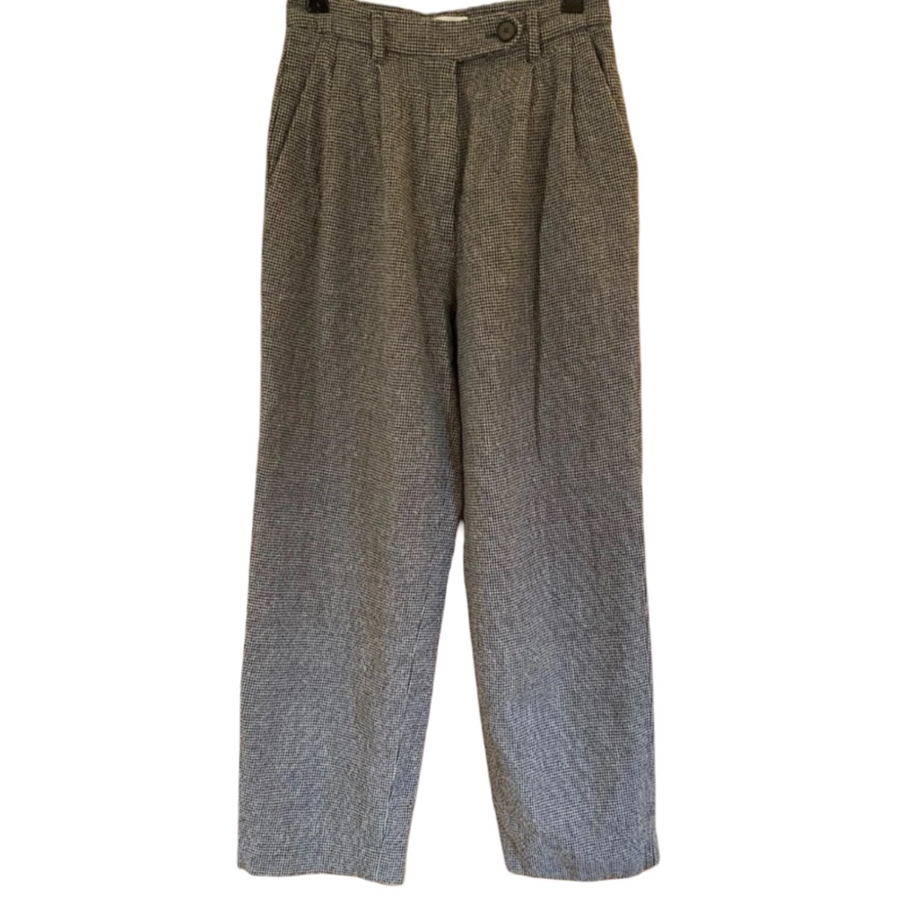 TOAST Plaid Wool Pleat Front Houndstooth Trousers UK Size 16 US Size 12 XL - Picture 2 of 14
